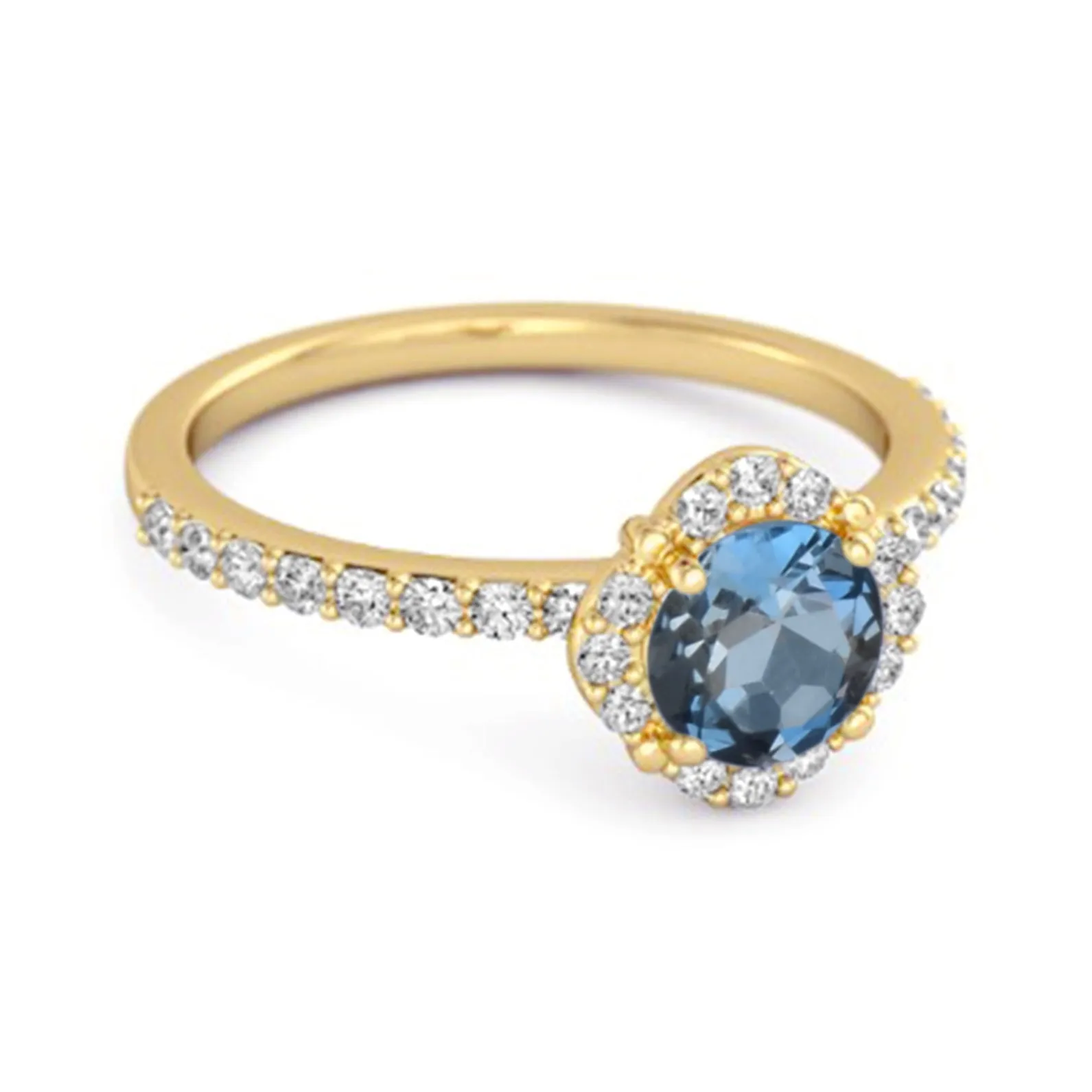 London Blue Topaz Solitaire Accents 925 Sterling Silver Friendship Ring