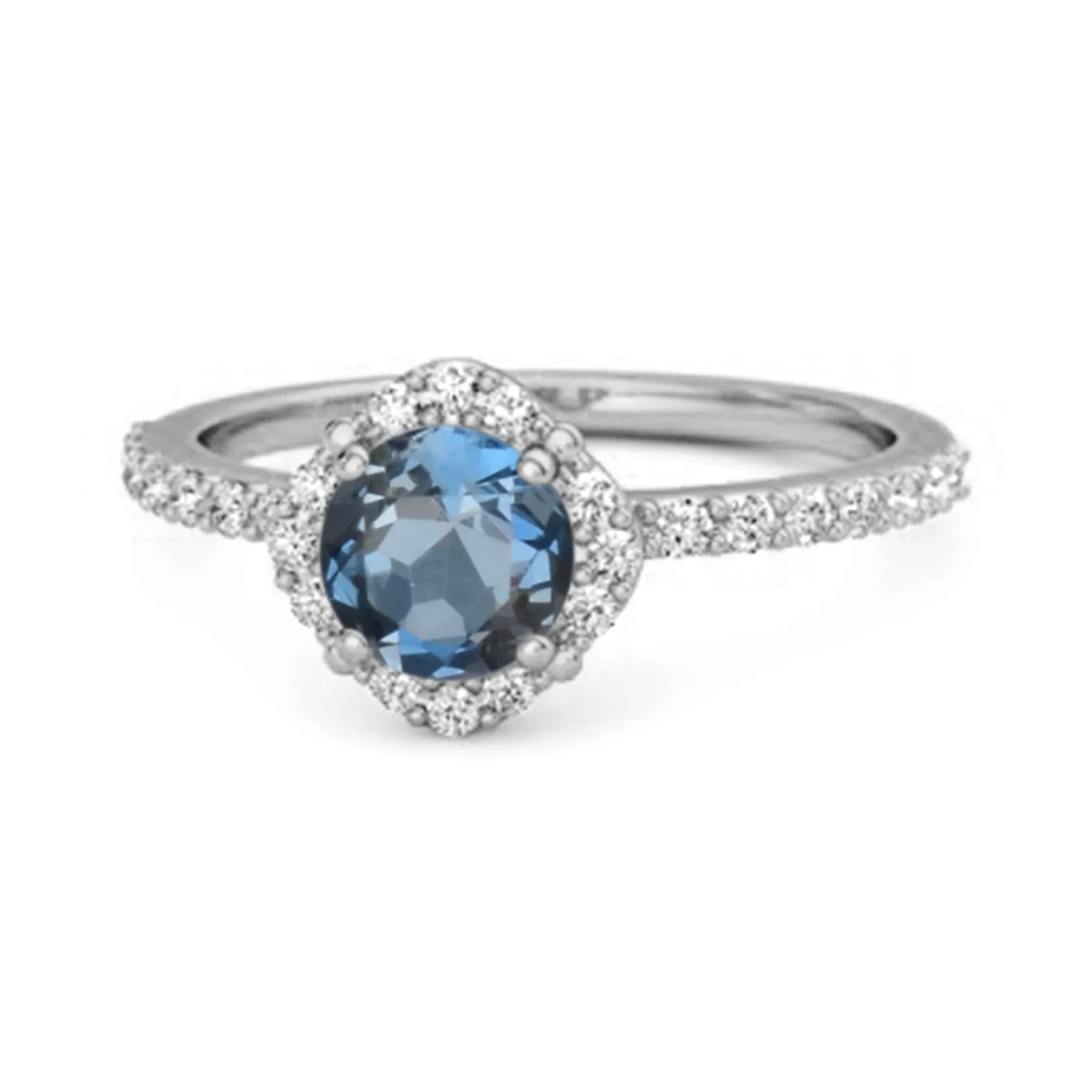 London Blue Topaz Solitaire Accents 925 Sterling Silver Friendship Ring