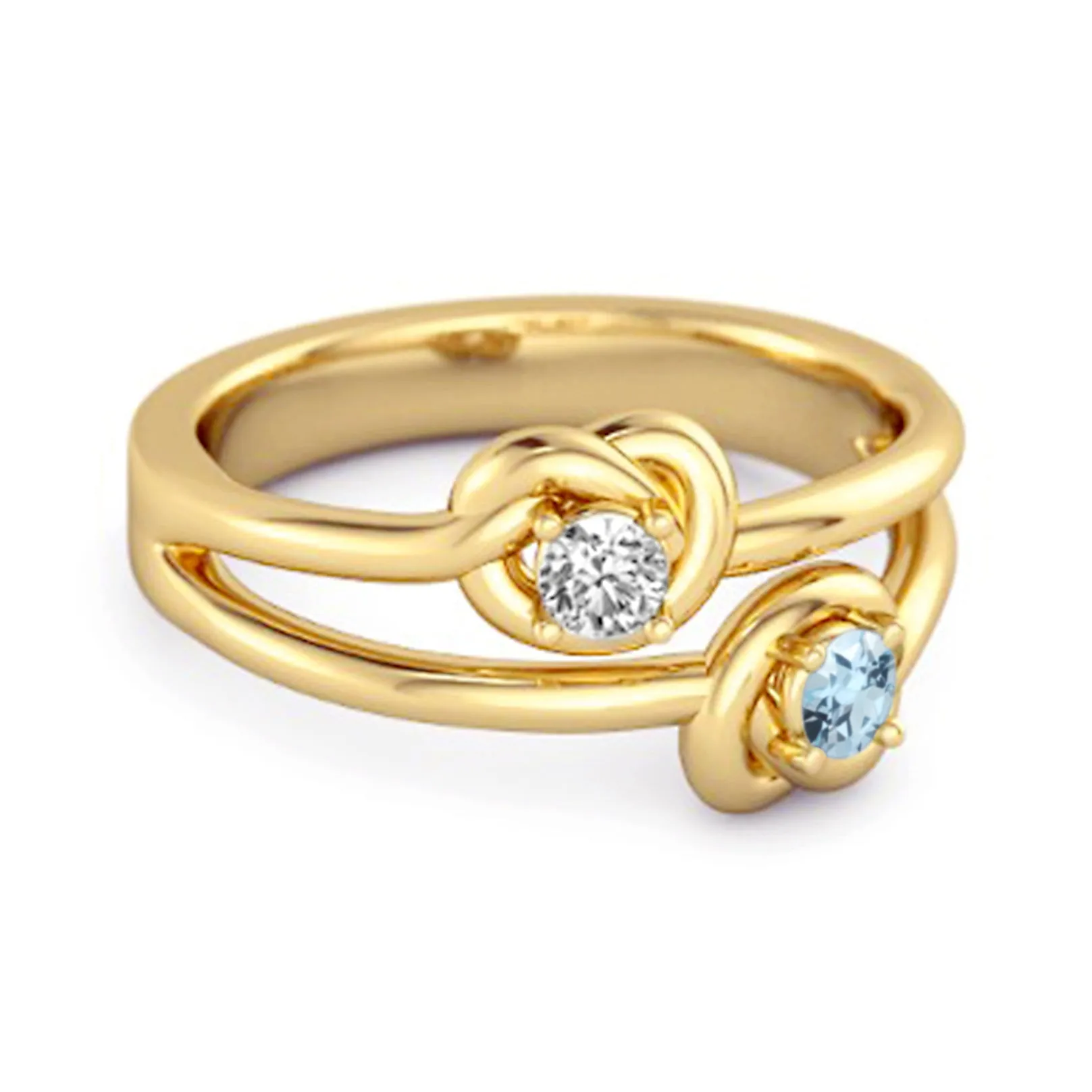 Love Knot 0.10 Cts Blue Topaz 925 Sterling Silver He & She Promise Ring