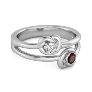Love Knot 0.10 Cts Garnet 925 Sterling Silver He & She Promise Ring