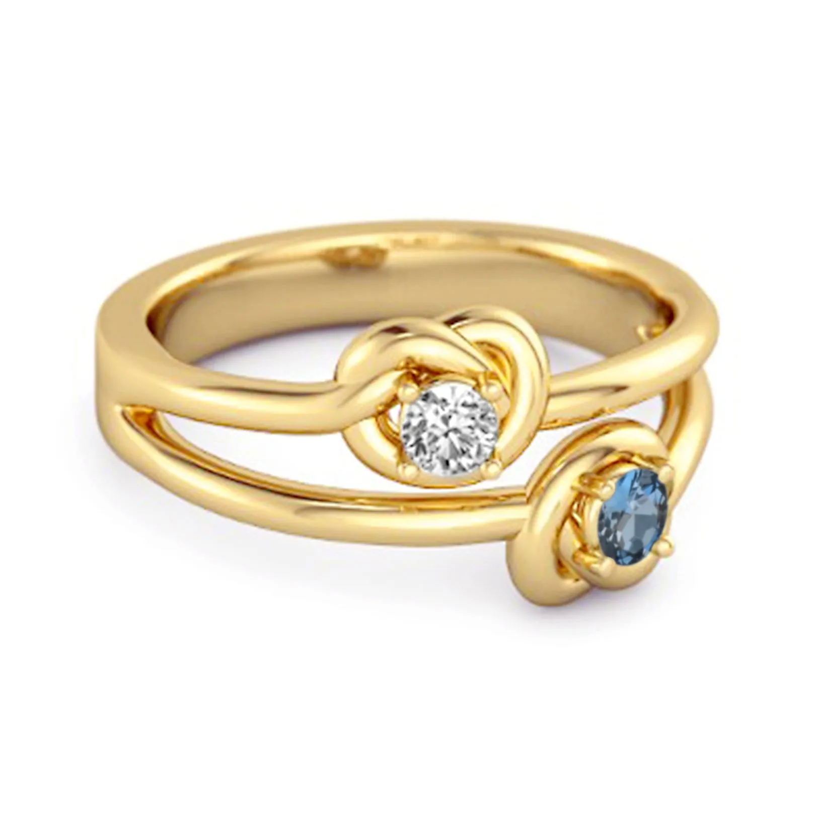 Love Knot 0.10 Cts London Blue Topaz 925 Sterling Silver He & She Promise Ring