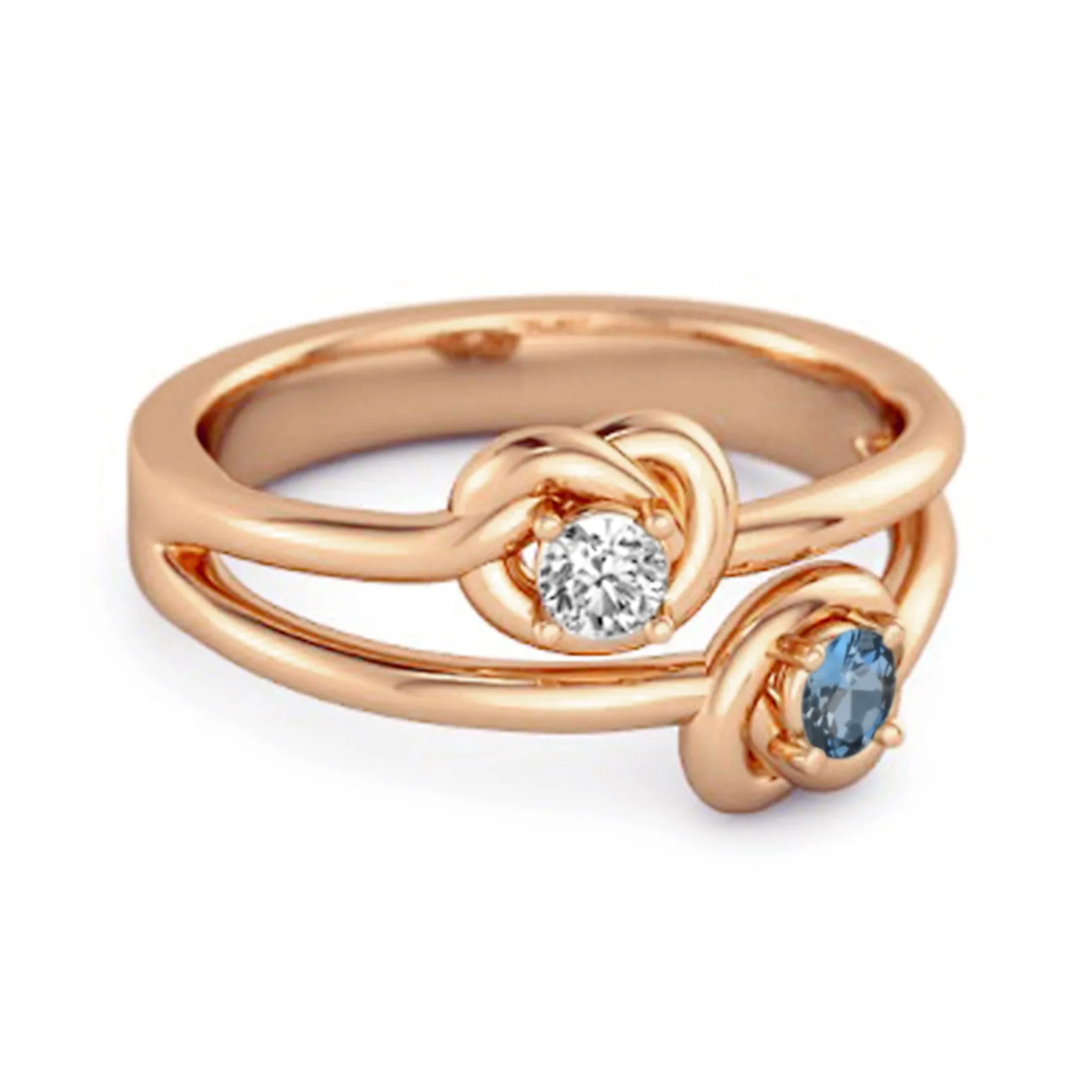 Love Knot 0.10 Cts London Blue Topaz 925 Sterling Silver He & She Promise Ring
