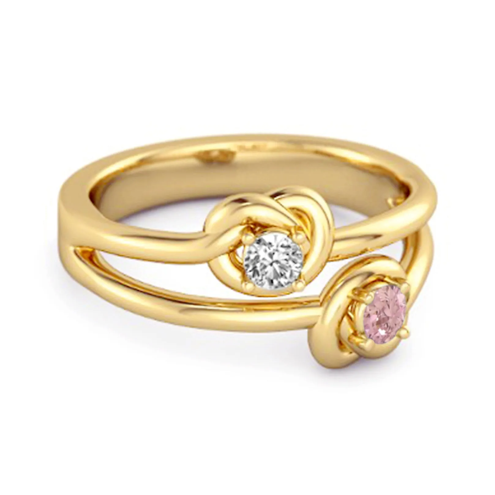 Love Knot 0.10 Cts Pink Zirconia 925 Sterling Silver He & She Promise Ring