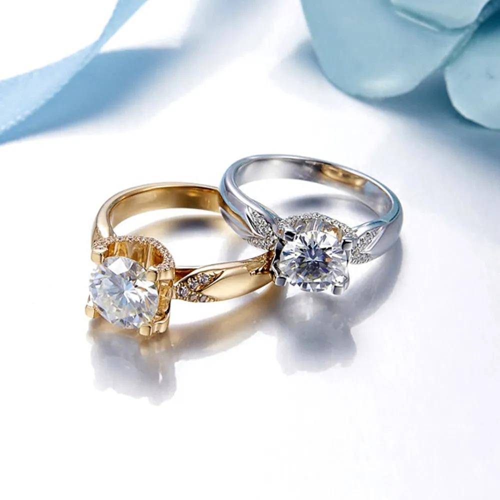 Luxury 14K Gold Ring Women Wedding Band Bridal Engagement Jewelry