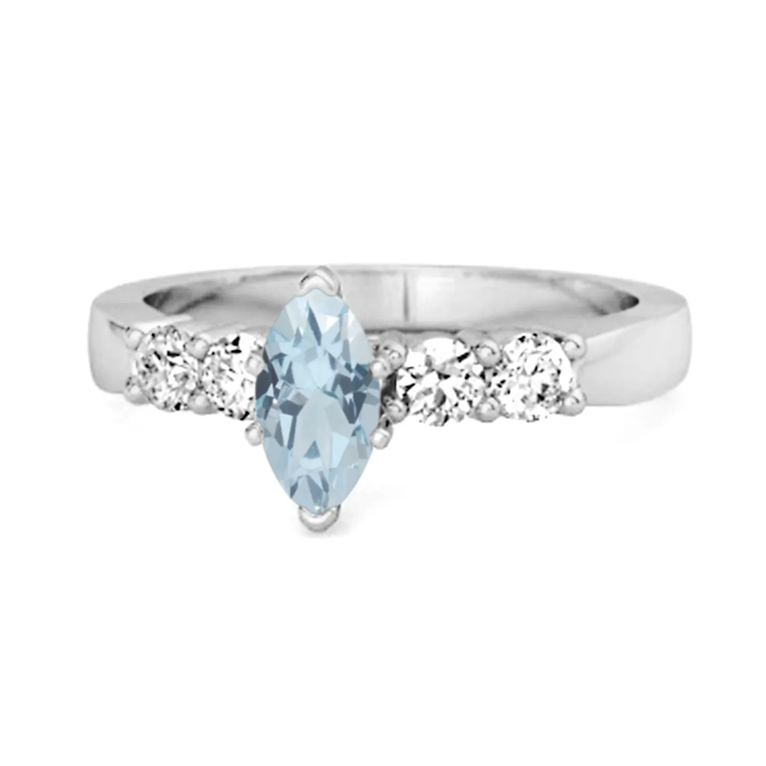 Marquise Cut 0.10 Ctw Blue Topaz Princess Ariana Wishbone Ring