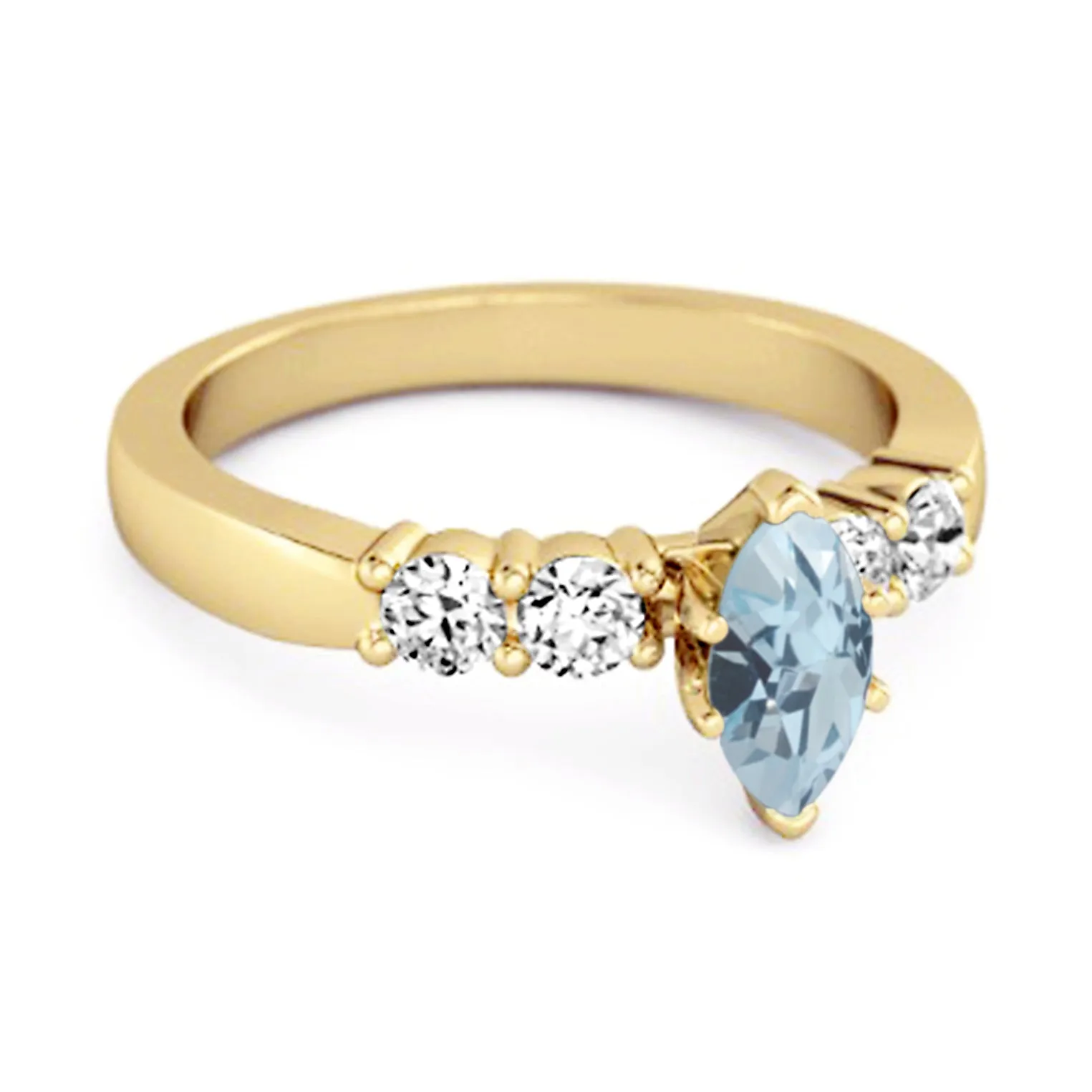 Marquise Cut 0.10 Ctw Blue Topaz Princess Ariana Wishbone Ring