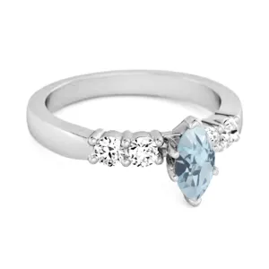 Marquise Cut 0.10 Ctw Blue Topaz Princess Ariana Wishbone Ring