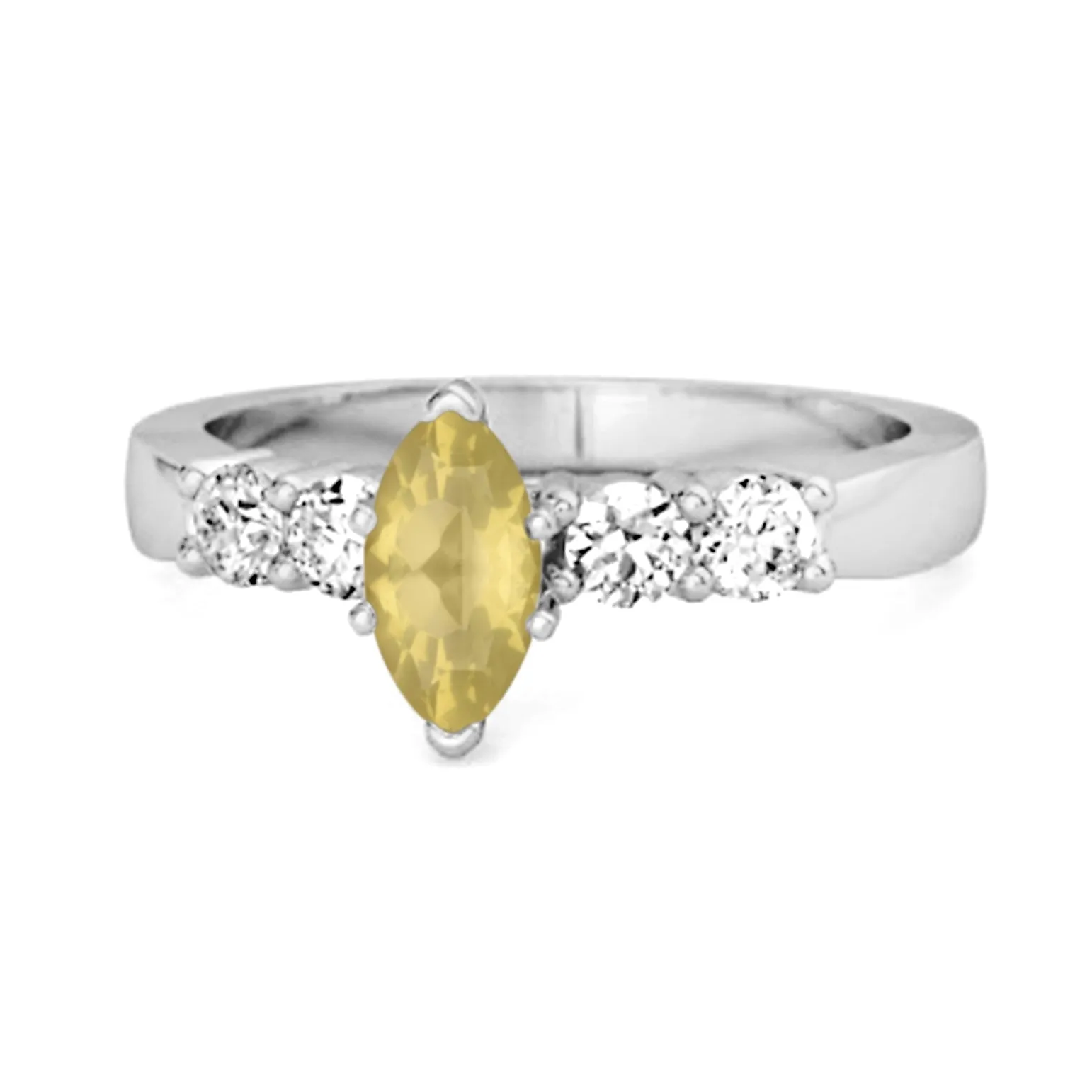 Marquise Cut 0.10 Ctw Lemon Quartz Princess Ariana Wishbone Ring