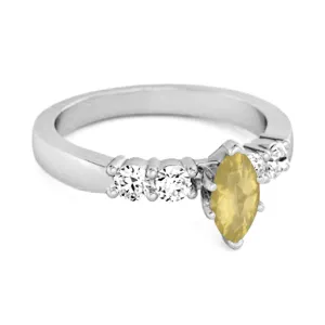 Marquise Cut 0.10 Ctw Lemon Quartz Princess Ariana Wishbone Ring