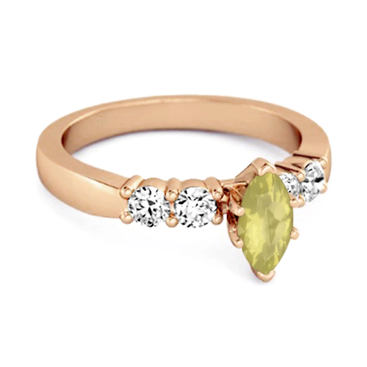Marquise Cut 0.10 Ctw Lemon Quartz Princess Ariana Wishbone Ring
