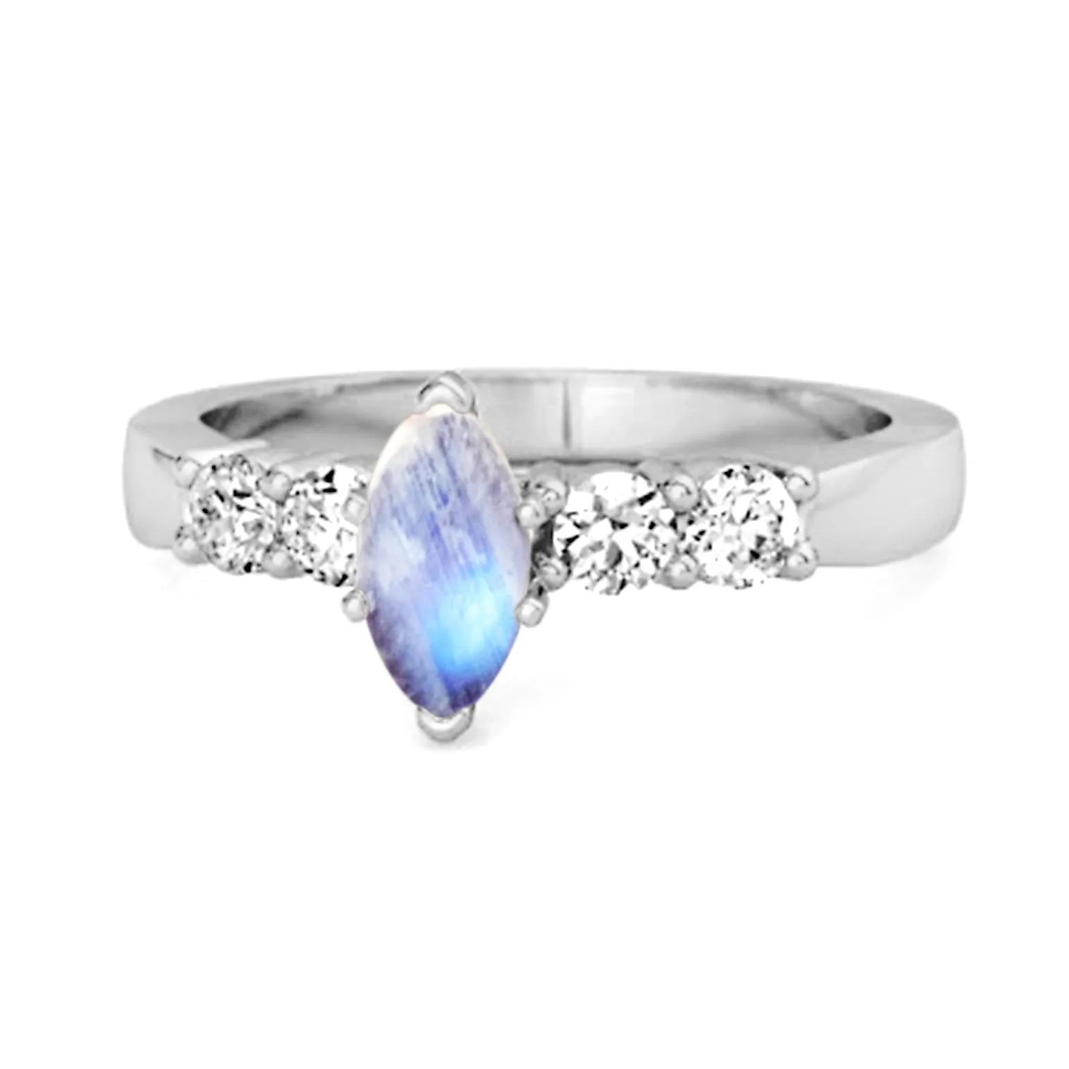 Marquise Cut 0.10 Ctw Moonstone Princess Ariana Wishbone Ring
