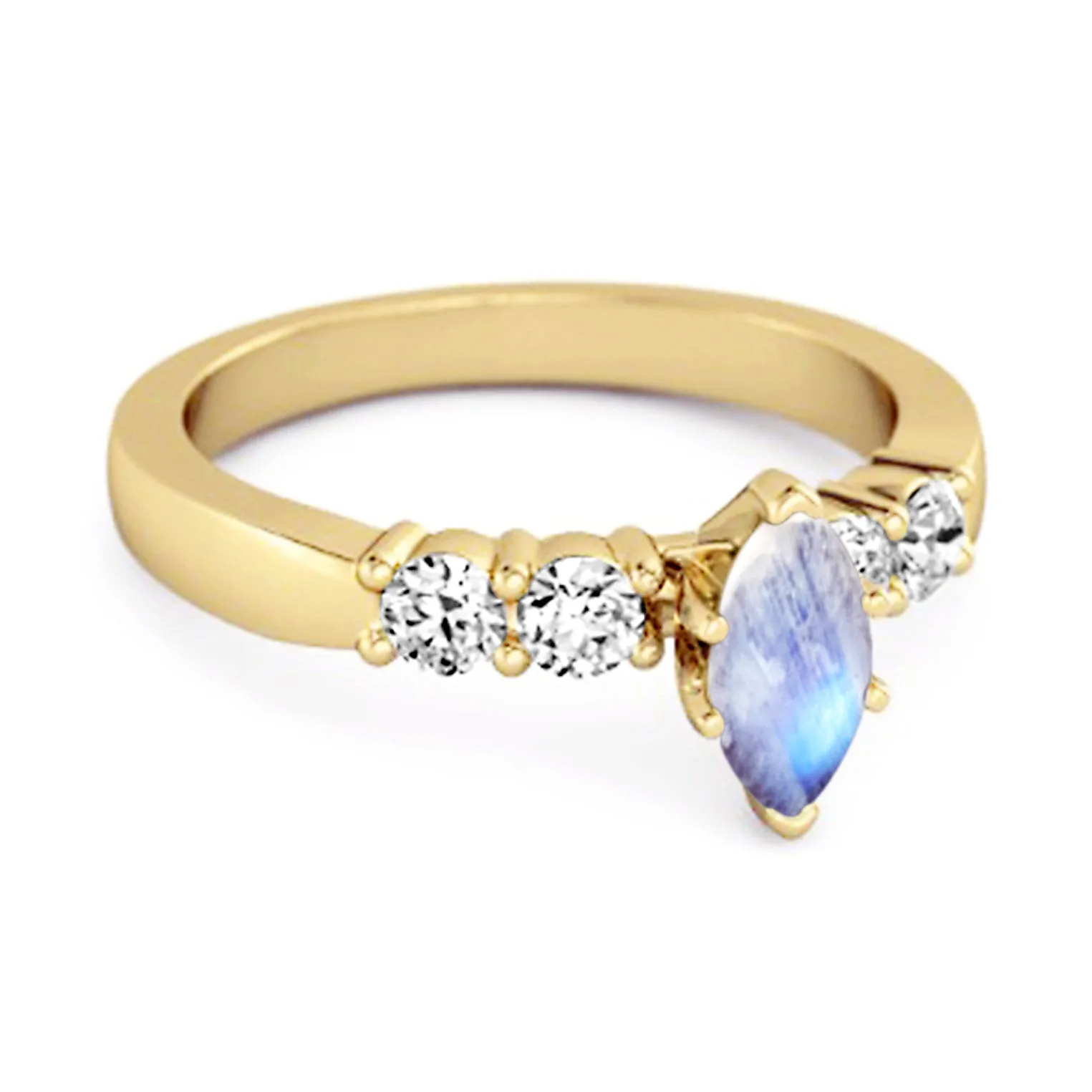 Marquise Cut 0.10 Ctw Moonstone Princess Ariana Wishbone Ring