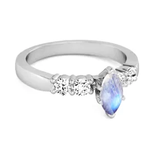 Marquise Cut 0.10 Ctw Moonstone Princess Ariana Wishbone Ring