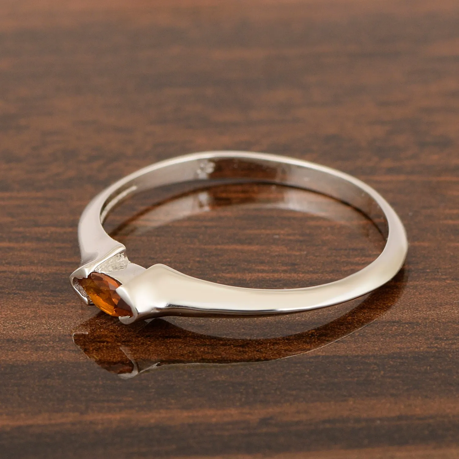 Marquise Cut 0.20 Ctw Citrine 925 Sterling Silver Women Wedding Ring