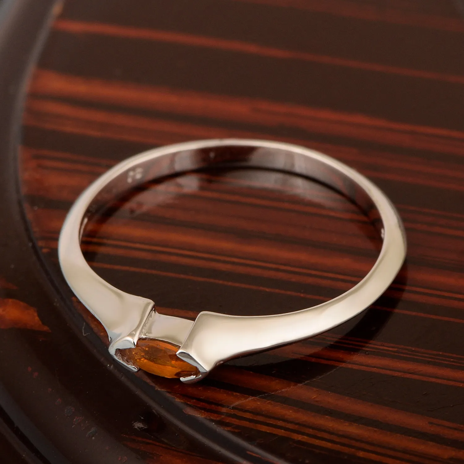 Marquise Cut 0.20 Ctw Citrine 925 Sterling Silver Women Wedding Ring