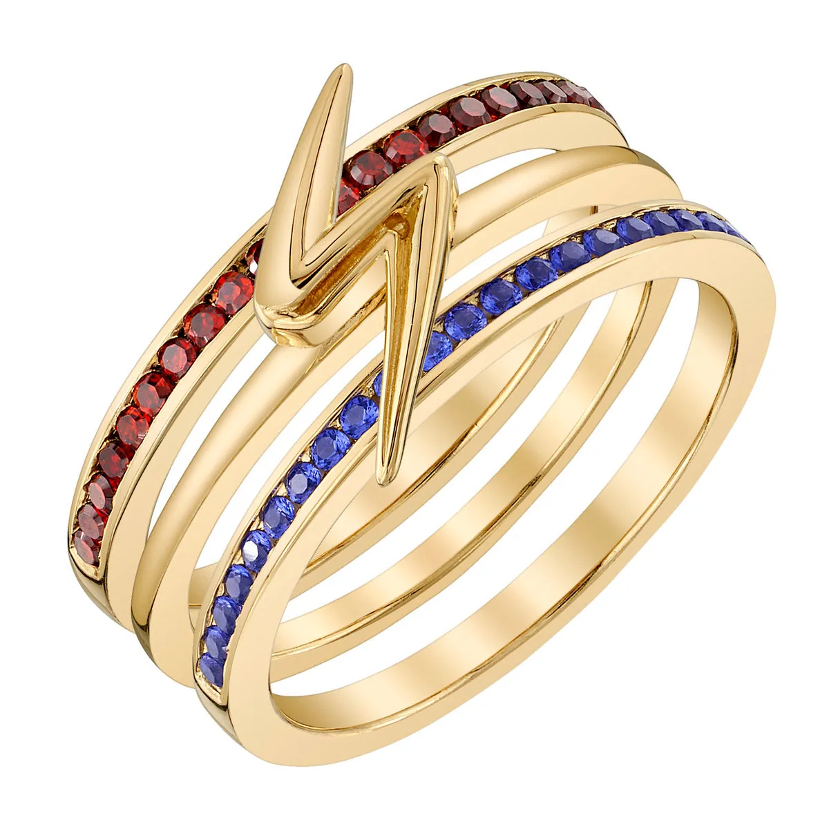 Marvel X RockLove MARVEL STUDIOS MS MARVEL Crystal Lightning Bolt Stacker Rings