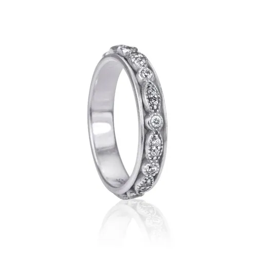 Meditation Ring Devotion Sterling Silver CZ Spinning Band