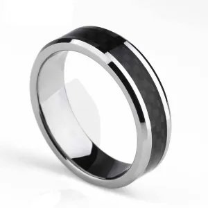 Men's 6mm Tungsten Carbide Wedding Band with Carbon Fiber Inlay