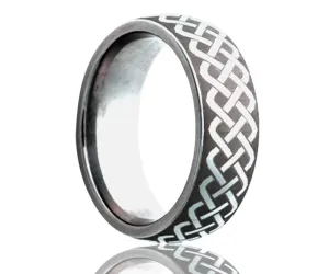 Men's Dome Tungsten Laser Pattern Ring
