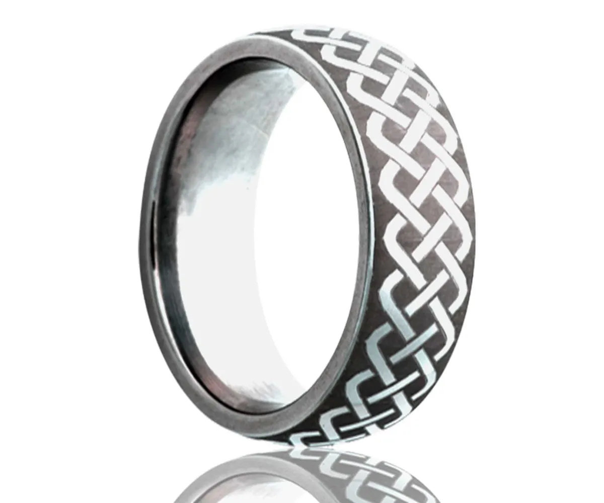 Men's Dome Tungsten Laser Pattern Ring