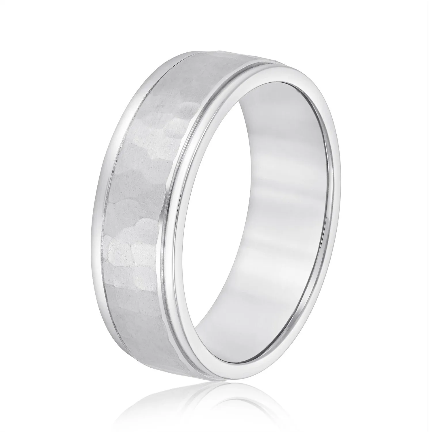 Men's Hammered Center Wedding Band
