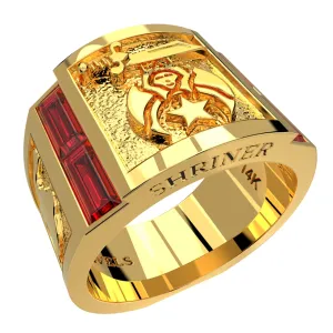Men's Heavy Solid 10K or 14K Yellow Gold or White Gold Freemason Shriner Ring Band