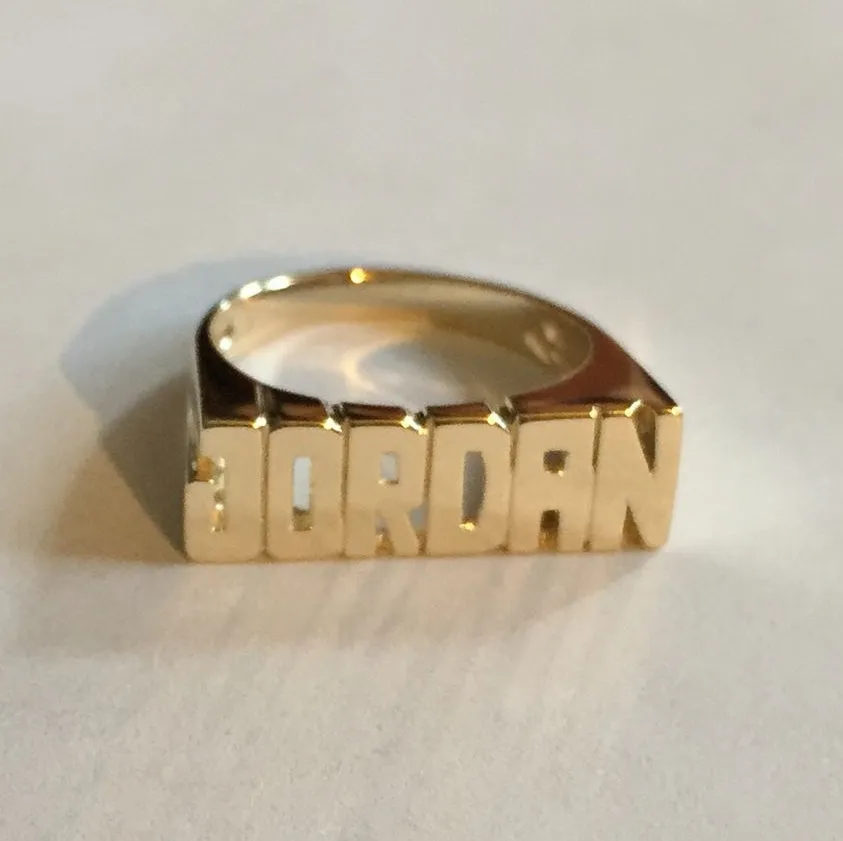 Mini Block Name Ring