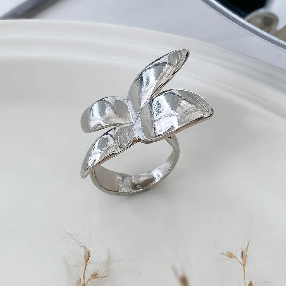 Minimalist Chunky Metal Butterfly Ring