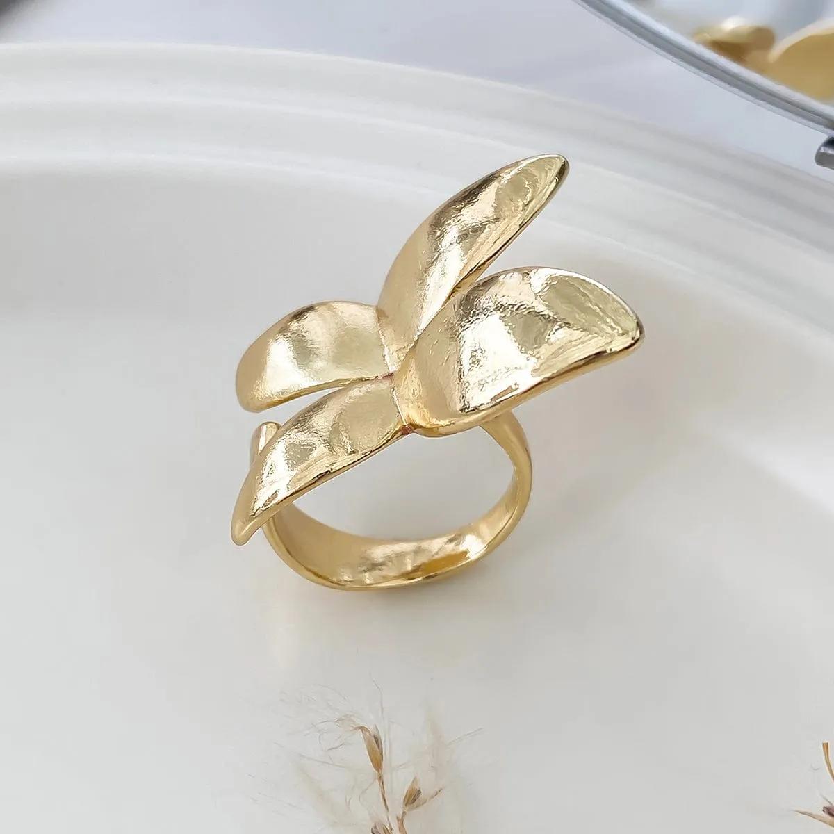 Minimalist Chunky Metal Butterfly Ring