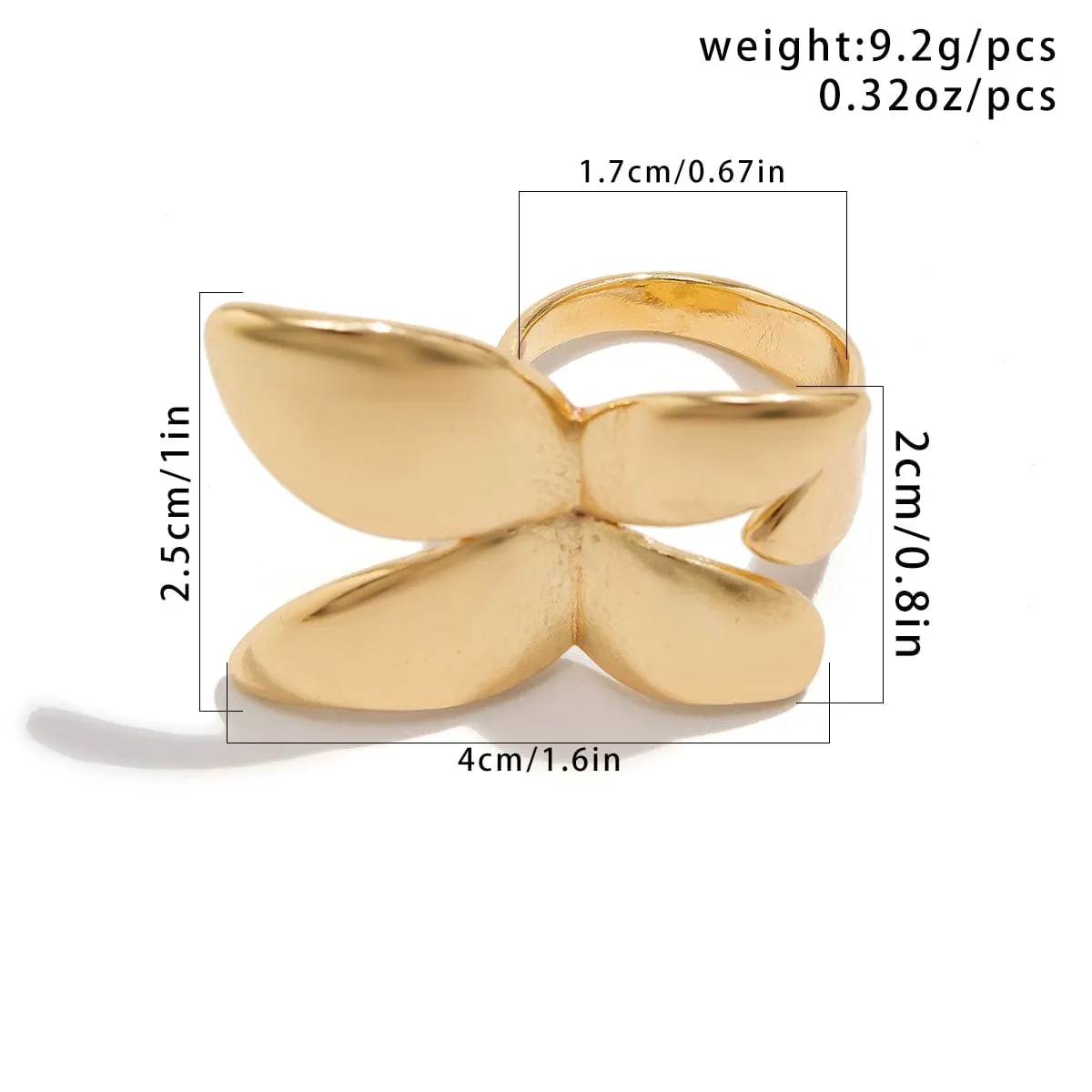 Minimalist Chunky Metal Butterfly Ring