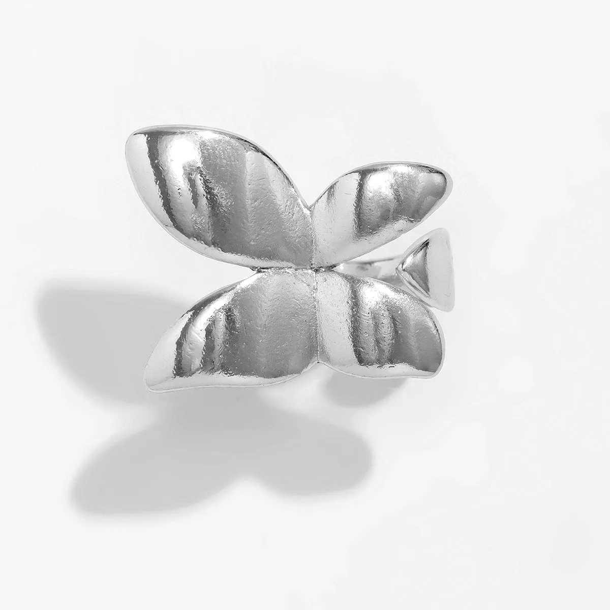 Minimalist Chunky Metal Butterfly Ring