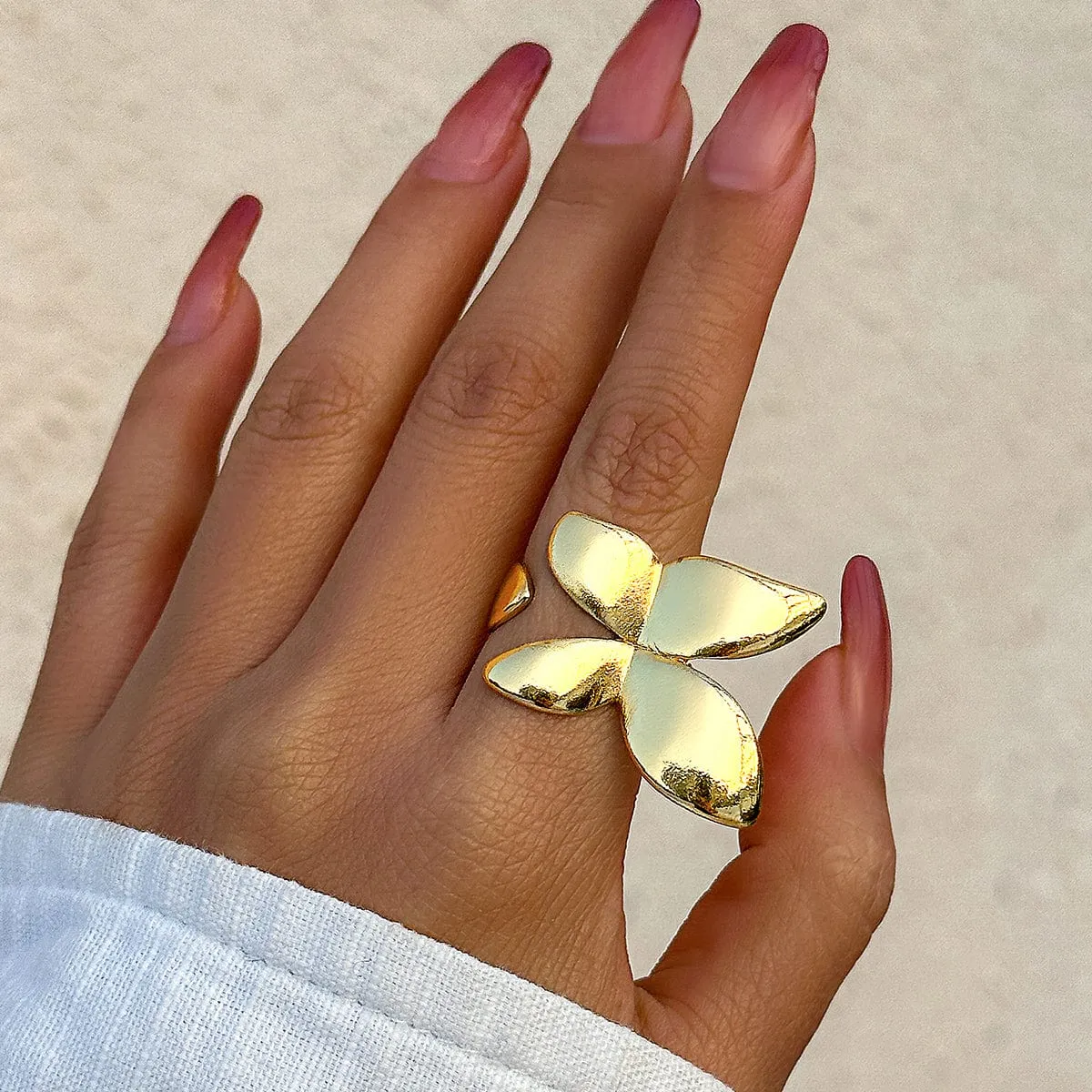 Minimalist Chunky Metal Butterfly Ring