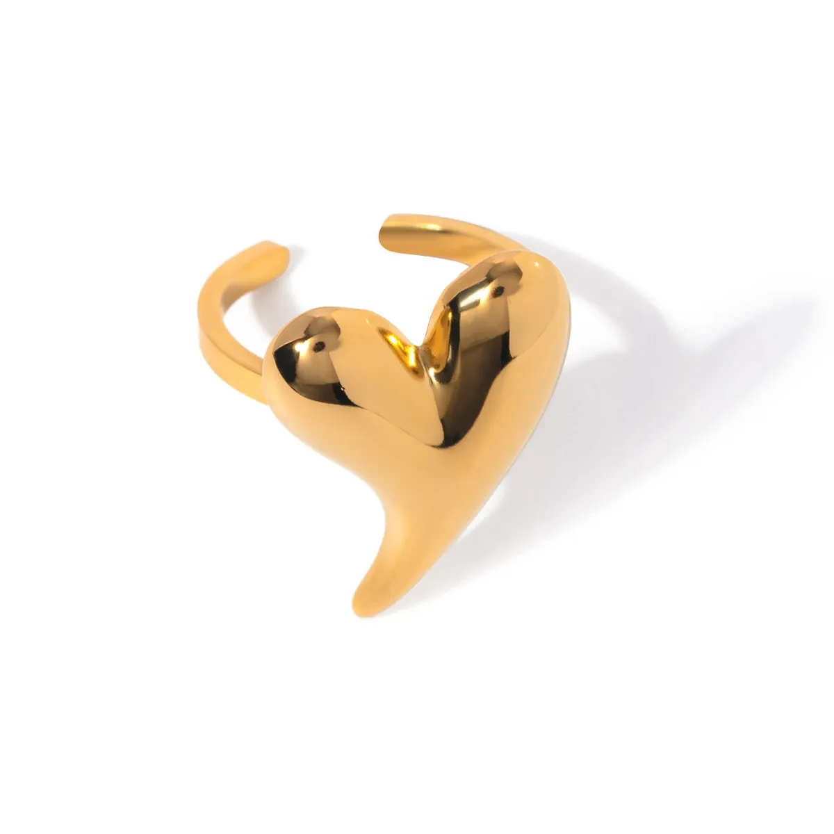 Minimalist Shiny Crooked Love Heart Opening Ring