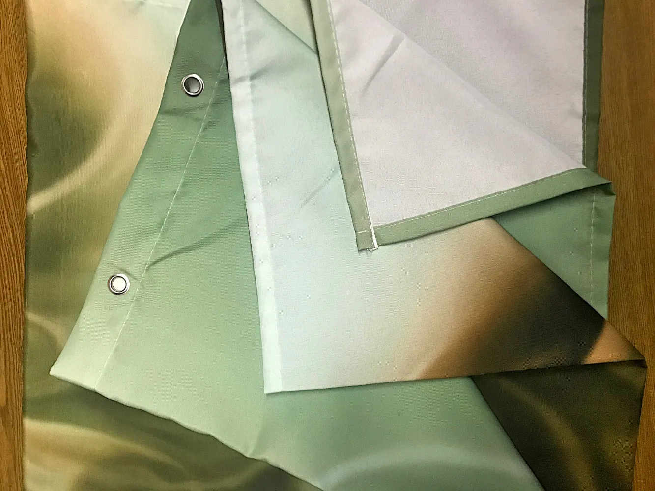 Modern Abstract Art Shower Curtain, Earth Tones Bathroom Decor - "Moss and Mist"