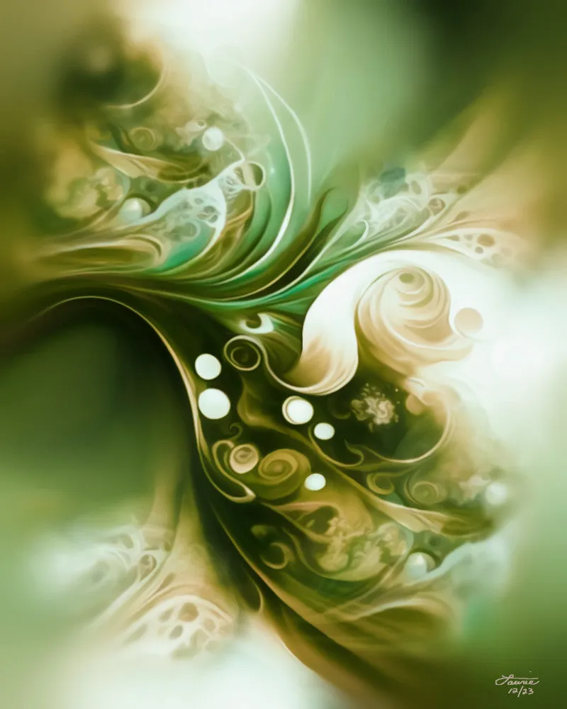 Modern Abstract Art Shower Curtain, Earth Tones Bathroom Decor - "Moss and Mist"