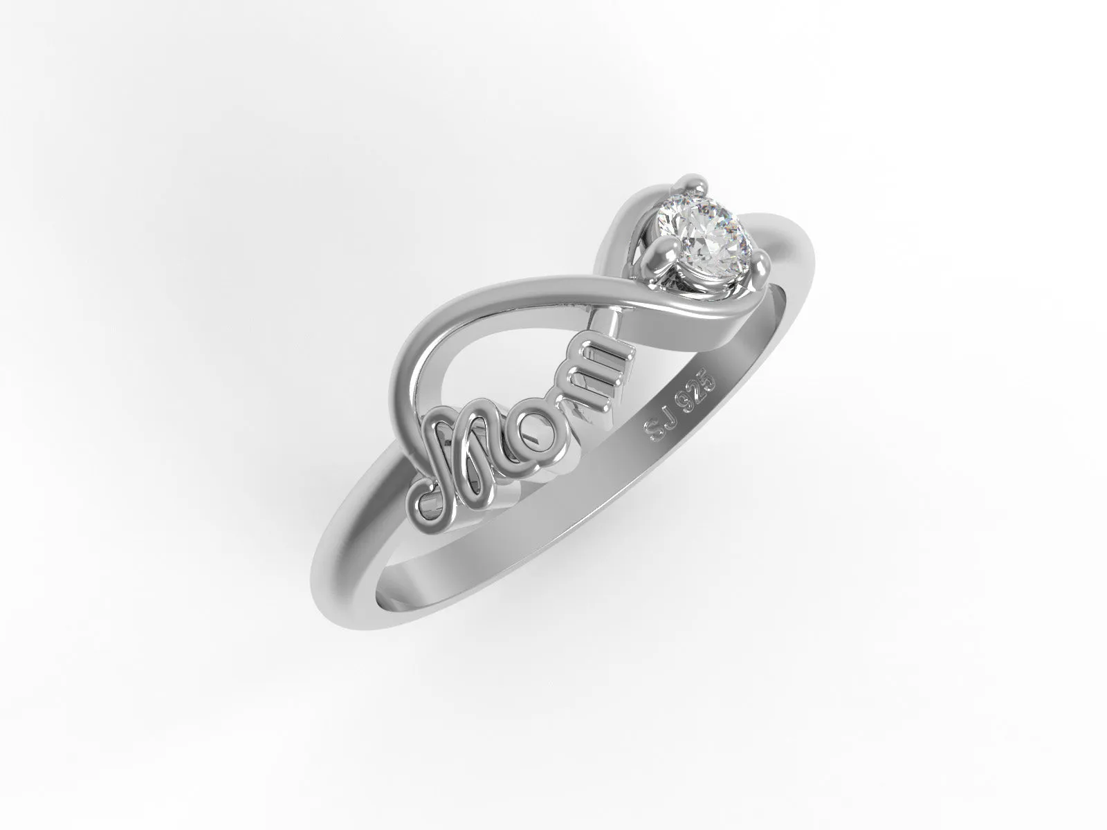 Mom Ring Round Shape Moissanite 925 Sterling Silver Infinity Knot Mother Rings