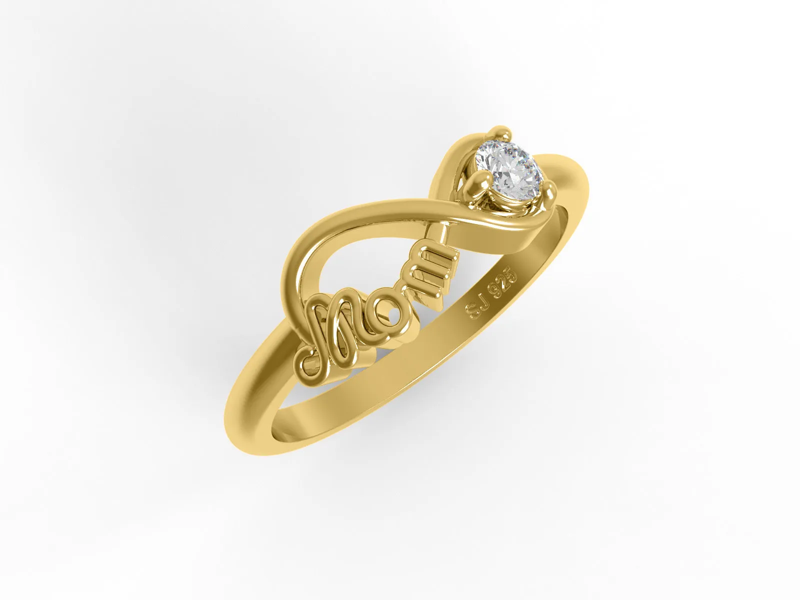 Mom Ring Round Shape Moissanite 925 Sterling Silver Infinity Knot Mother Rings