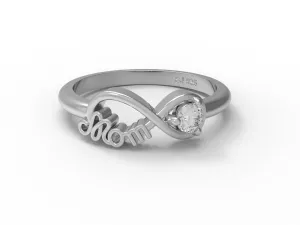 Mom Ring Round Shape Moissanite 925 Sterling Silver Infinity Knot Mother Rings