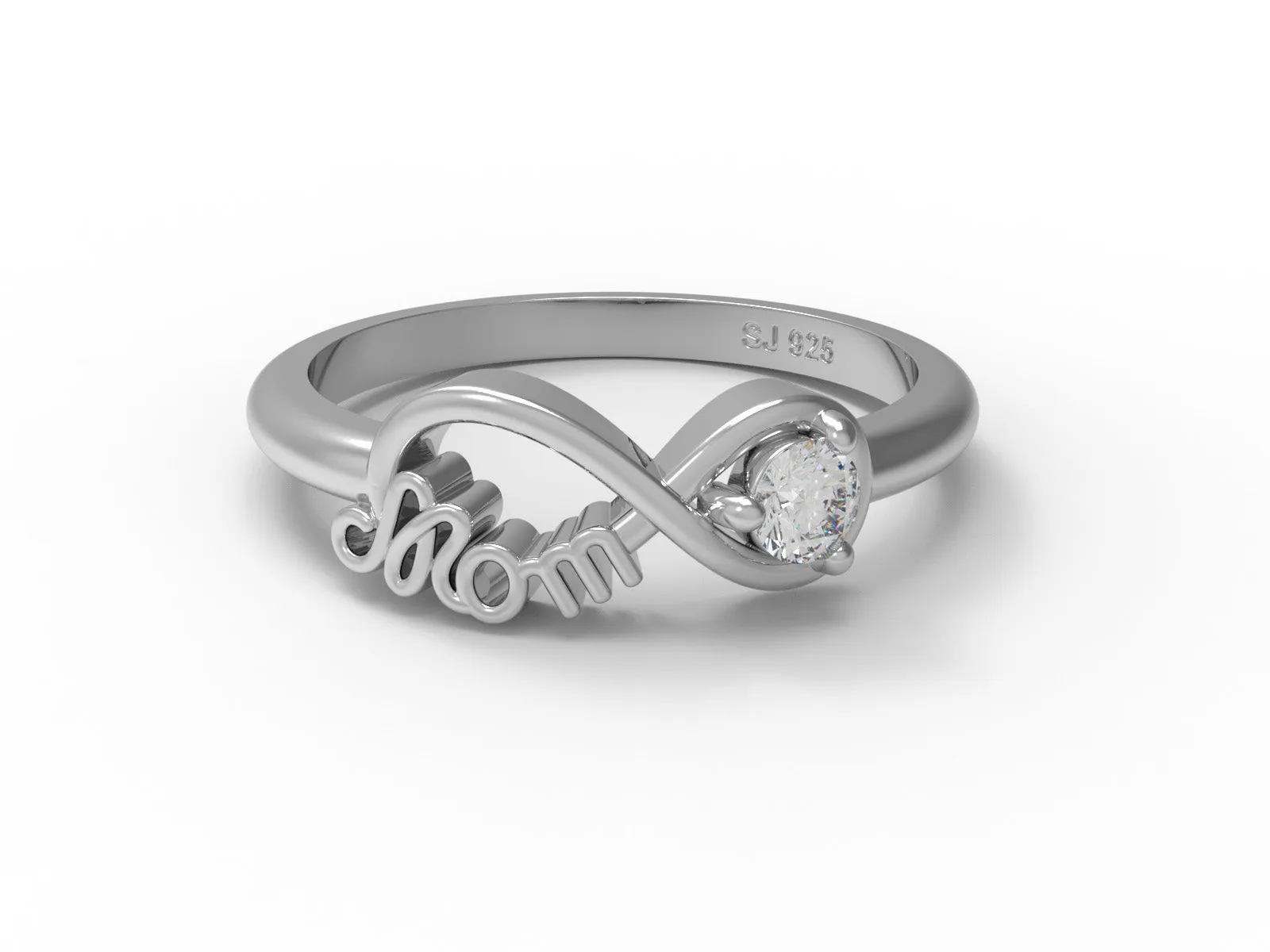Mom Ring Round Shape Moissanite 925 Sterling Silver Infinity Knot Mother Rings