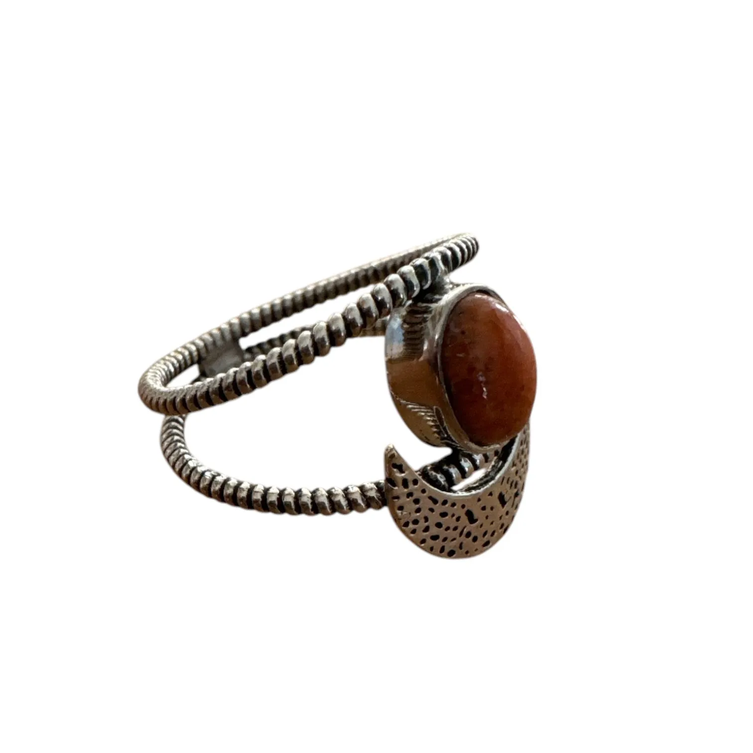 MOON Sponge Coral Solid 925 Sterling Silver Ring 8