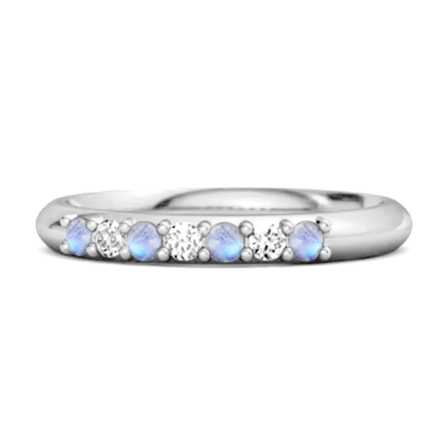Moonstone Eternity 925 Sterling Silver Stackable Mismatch Ring