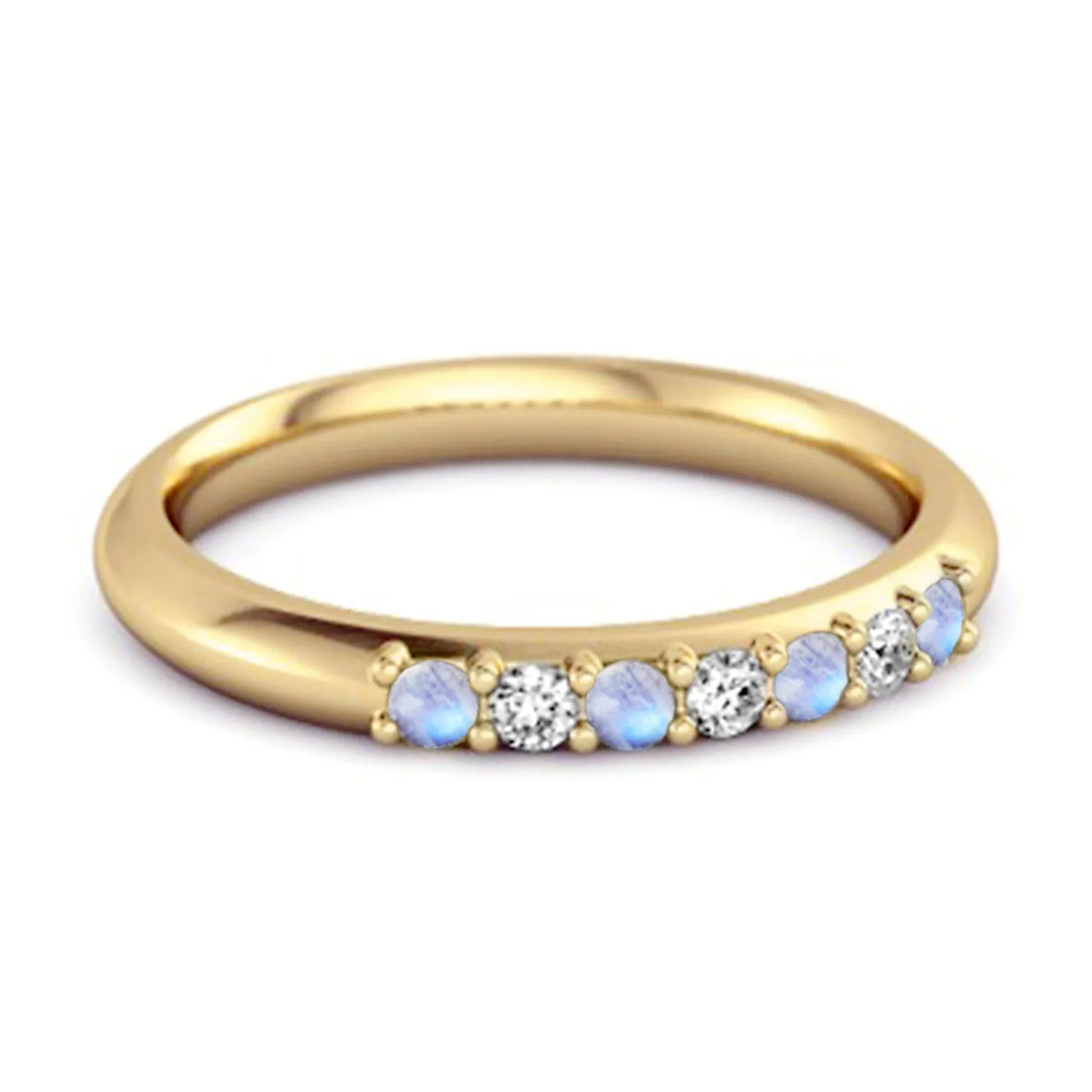 Moonstone Eternity 925 Sterling Silver Stackable Mismatch Ring