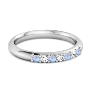 Moonstone Eternity 925 Sterling Silver Stackable Mismatch Ring