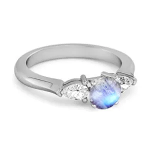 Moonstone Simulated Diamond 925 Sterling Silver Women Love Ring