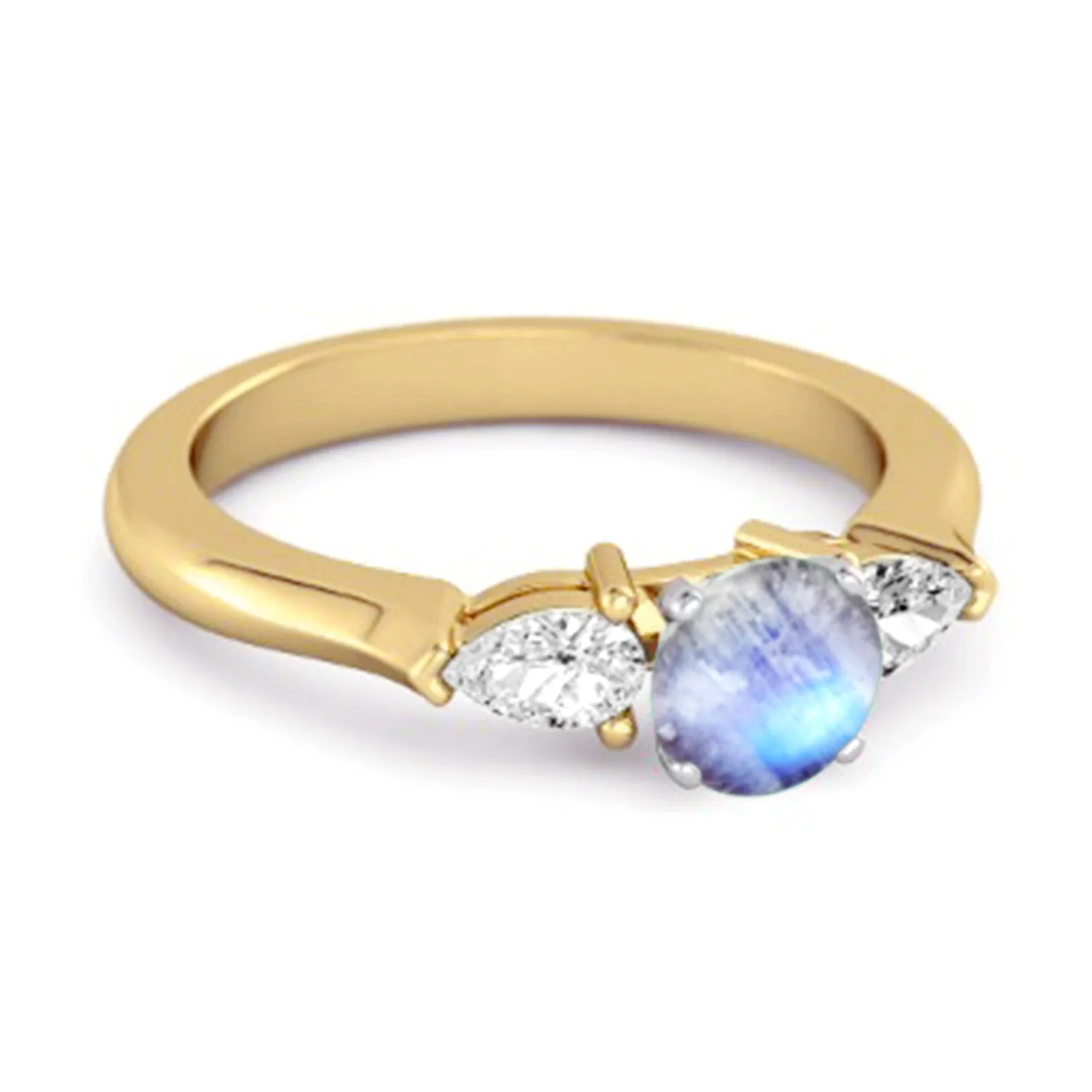 Moonstone Simulated Diamond 925 Sterling Silver Women Love Ring