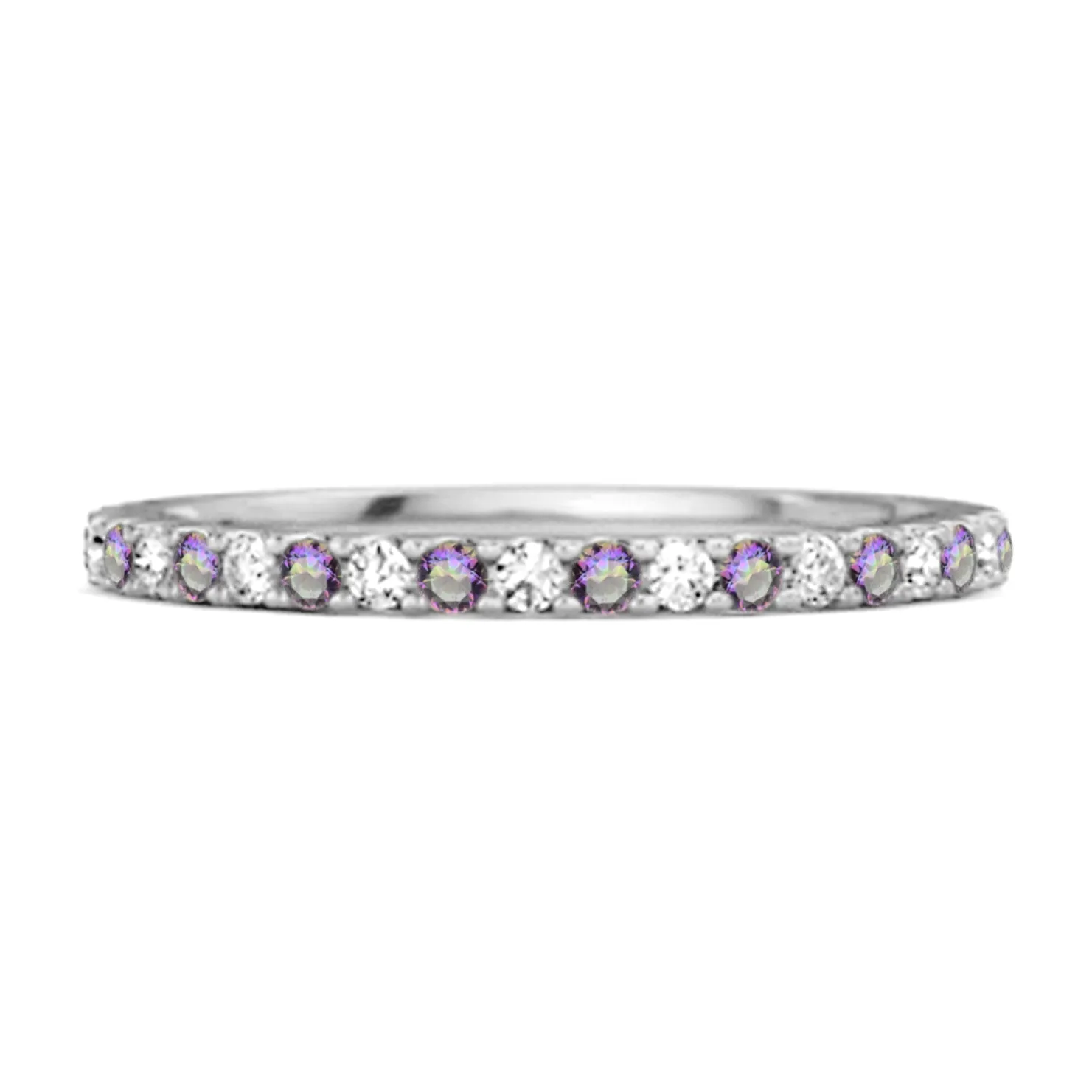 Mystic Topaz Half Eternity Band 925 Sterling Silver Stackable Ring