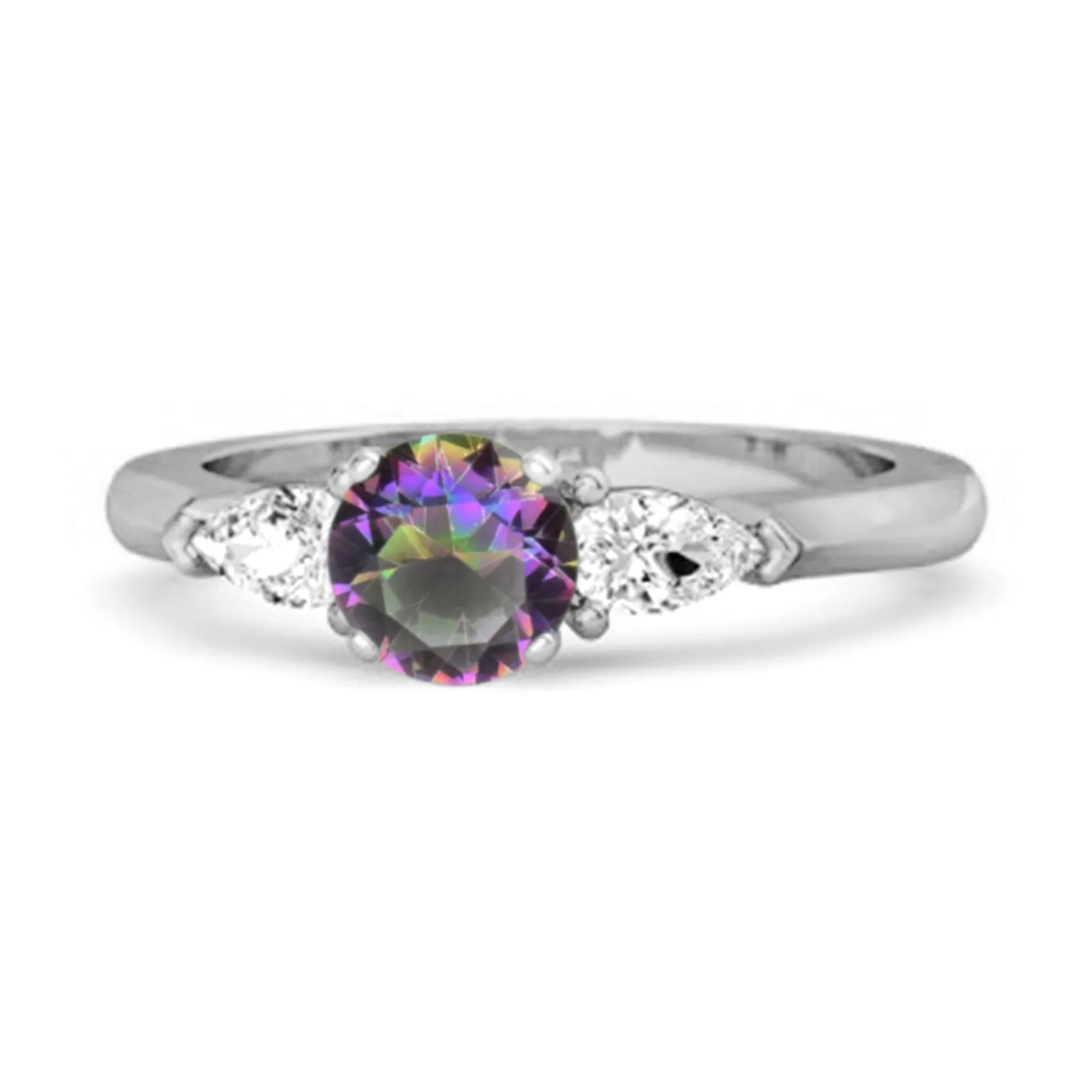 Mystic Topaz Simulated Diamond 925 Sterling Silver Women Love Ring