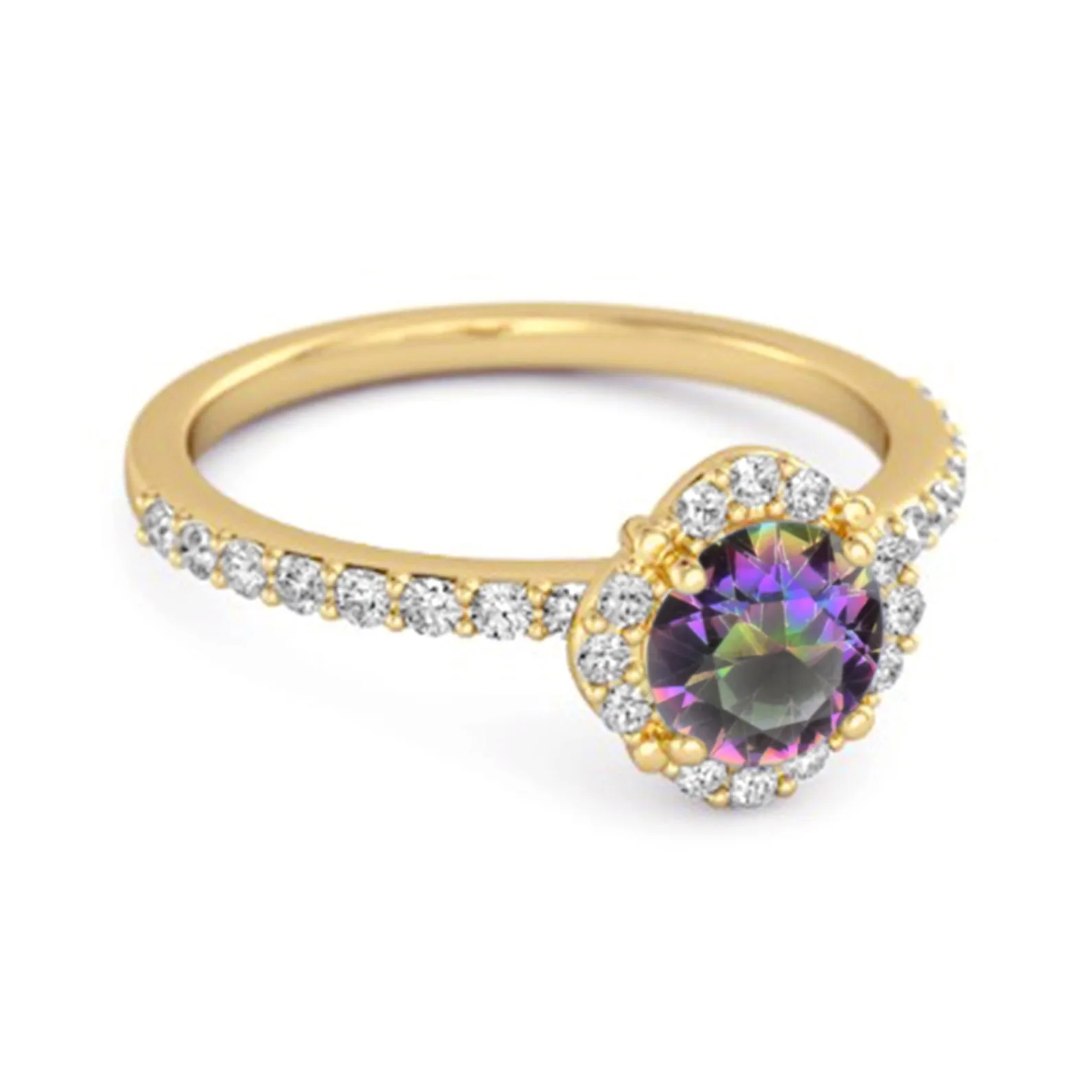 Mystic Topaz Solitaire Accents 925 Sterling Silver Friendship Ring