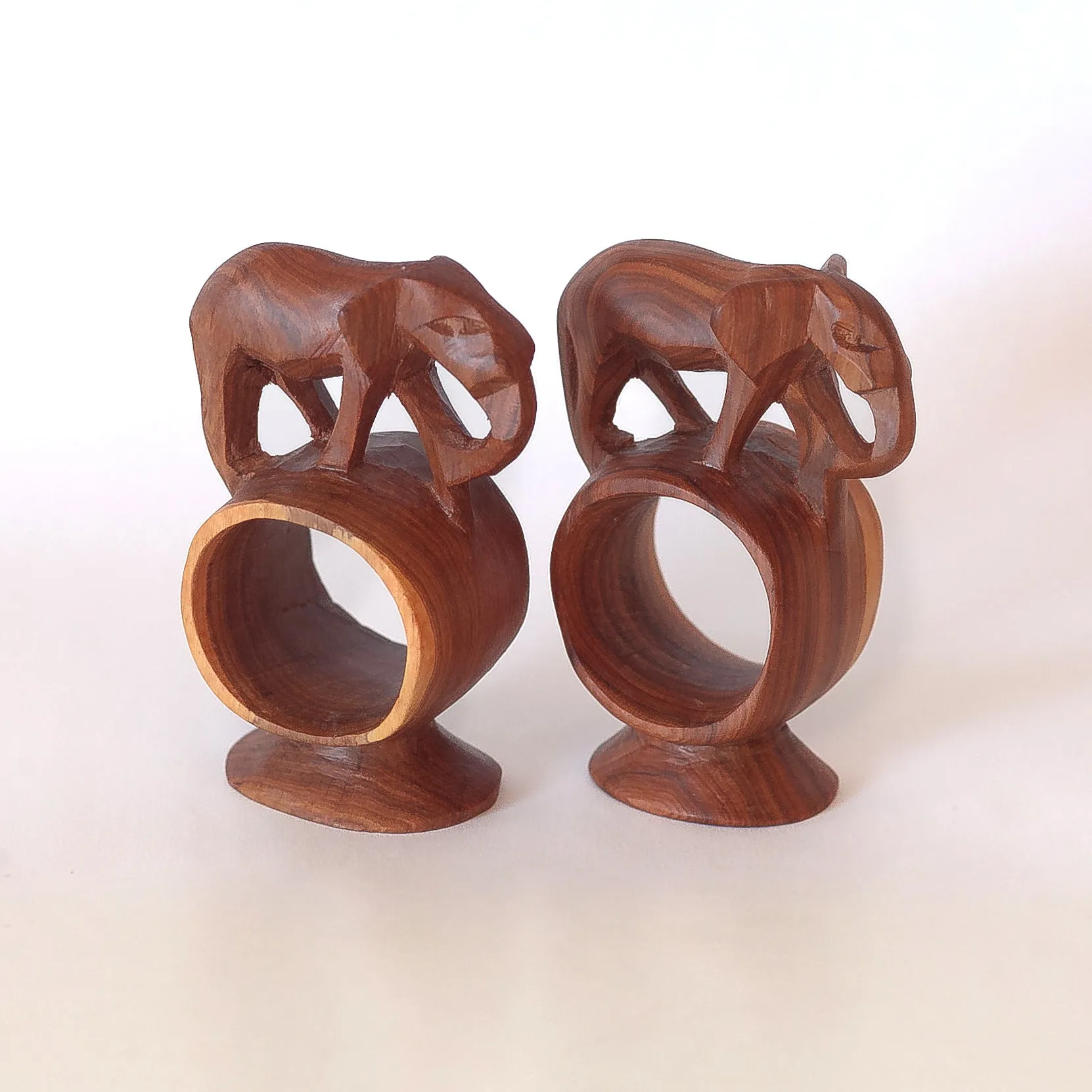 Napkin Rings (2x), Wood Elephants, Handmade in Kenya