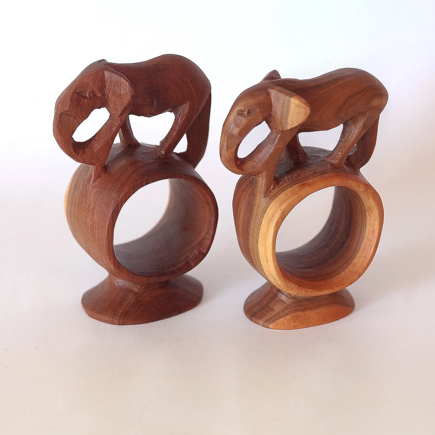 Napkin Rings (2x), Wood Elephants, Handmade in Kenya